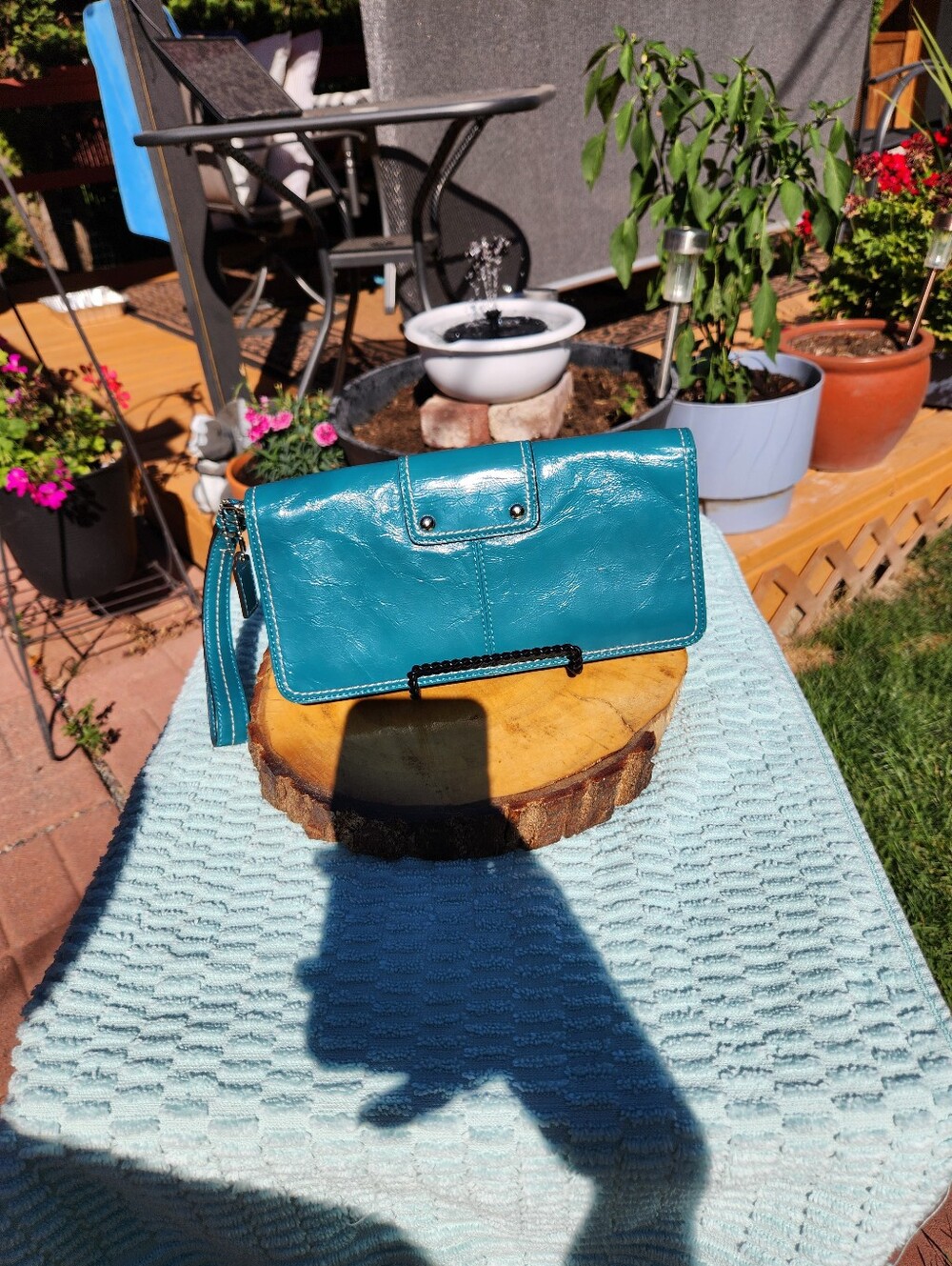 Coach Bleecker Teal Leather Clutch with Buckle Detail - Picture 2 of 14